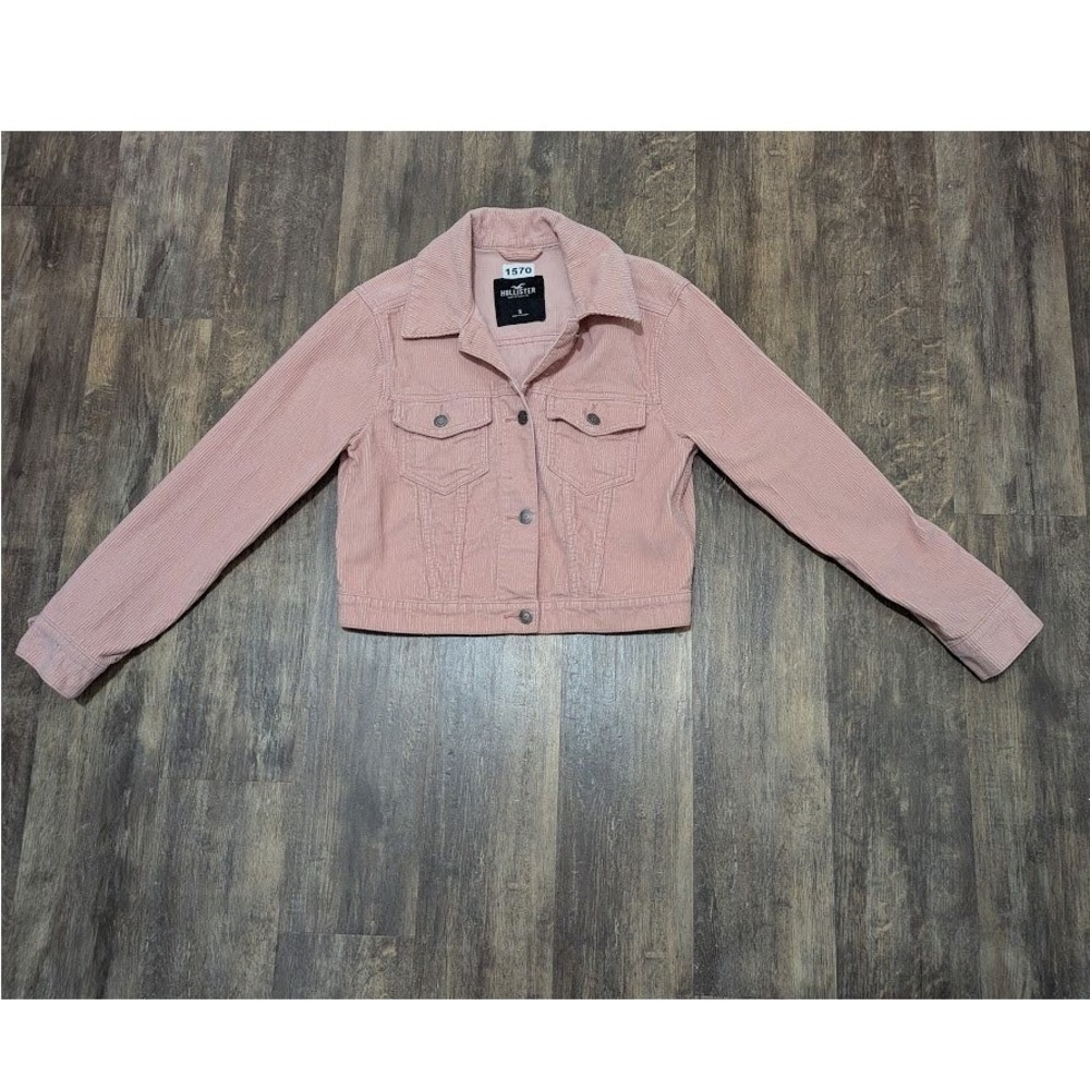 Hollister Pink Corduroy Trucker Jacket Womens Small Cropped Button Up Coat